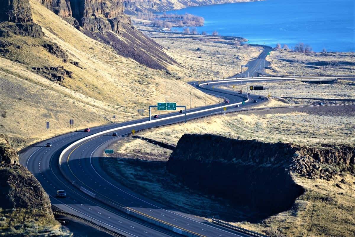 Interstate 90 Crossing the Columbia River in Washington State-USA