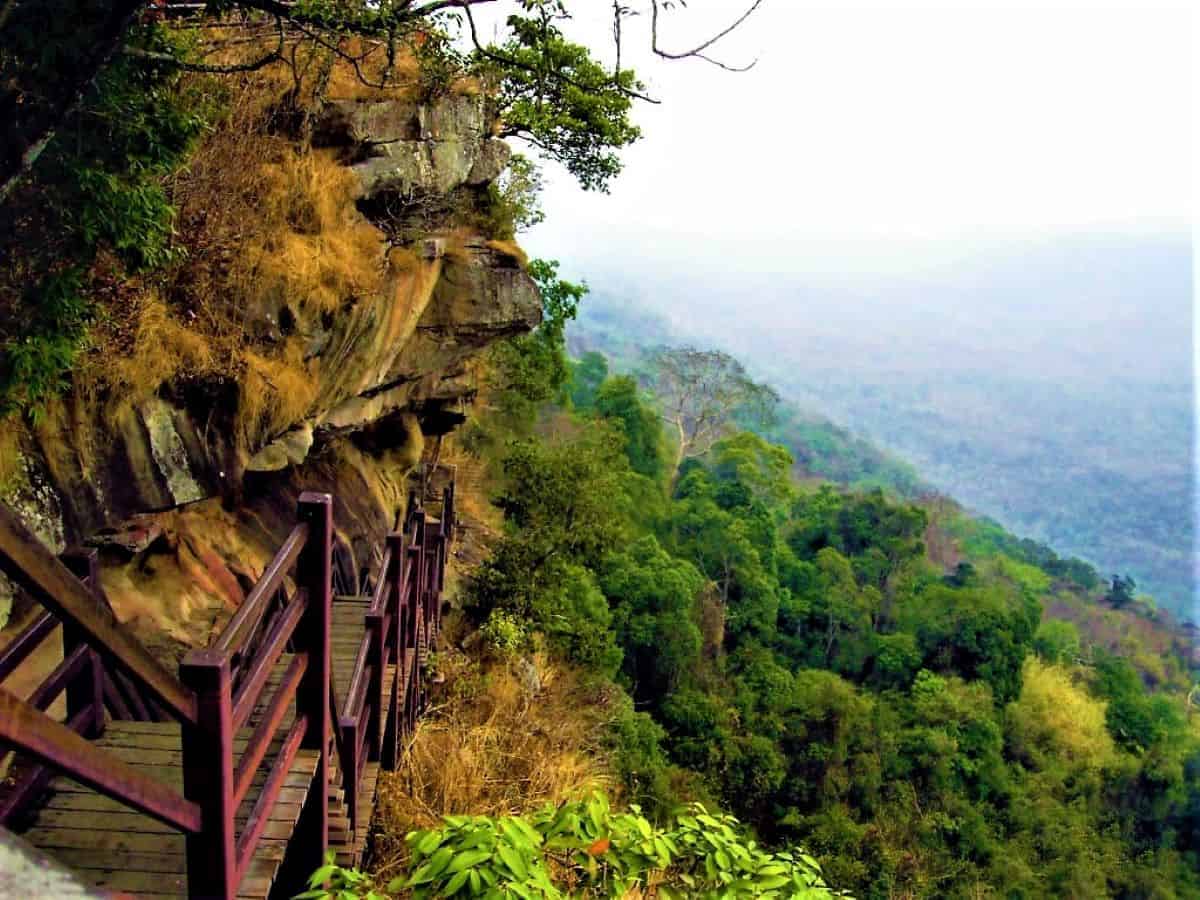 View down the stairway leading to Pha Mo I Daeng