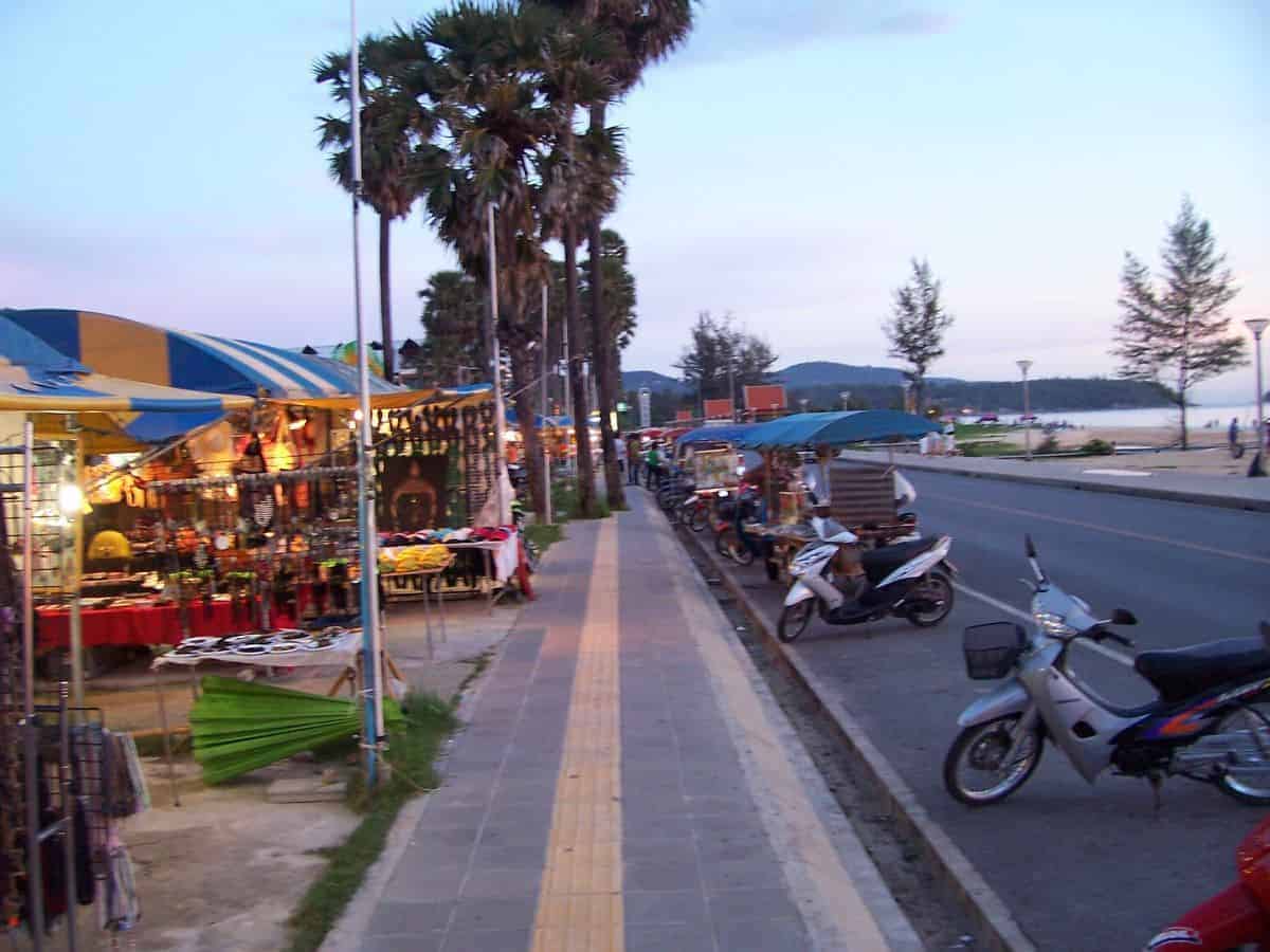 Karon beach road and markets