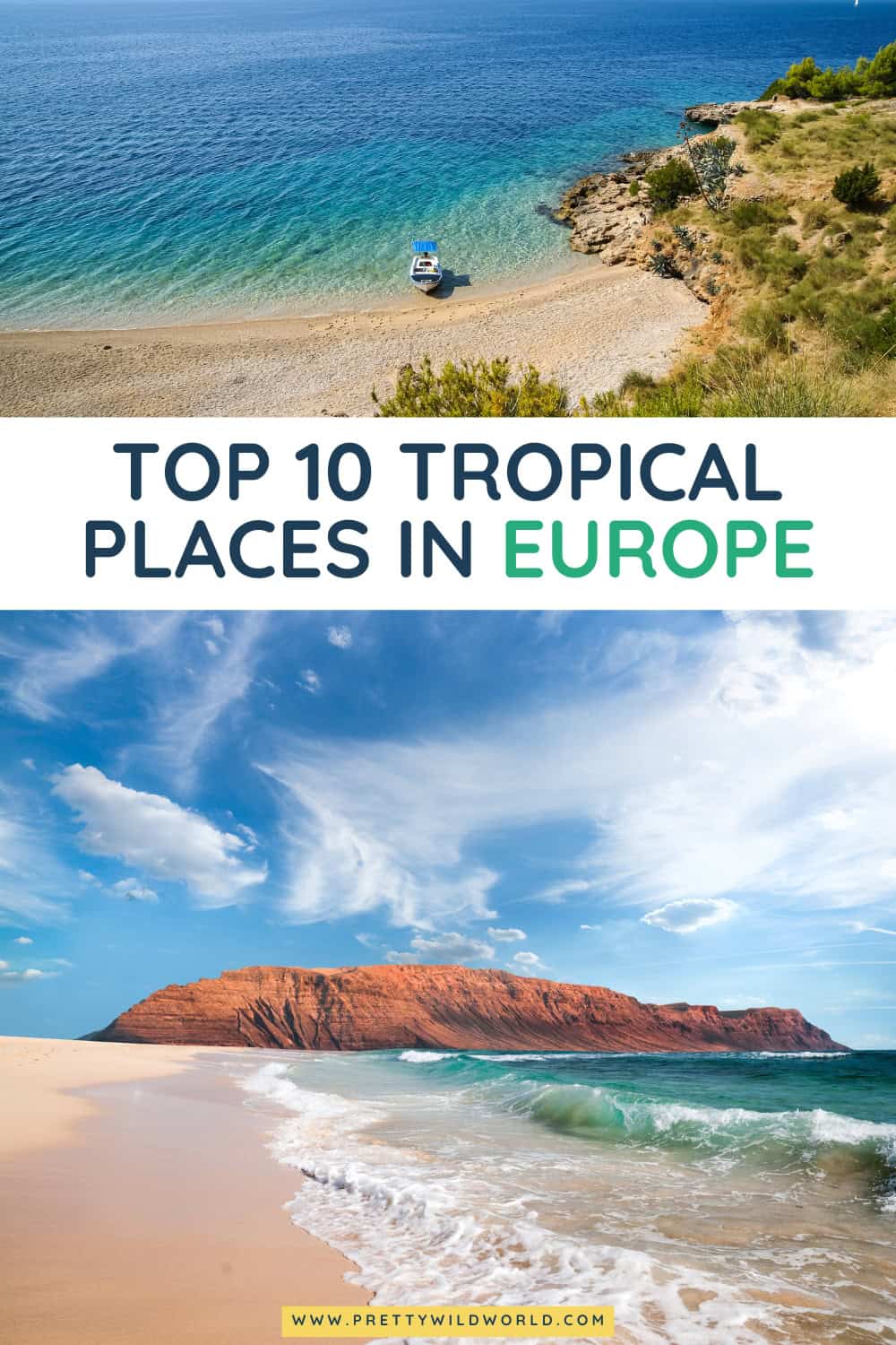 Empty beach with straw umbrellas, suggesting a tranquil winter European getaway.