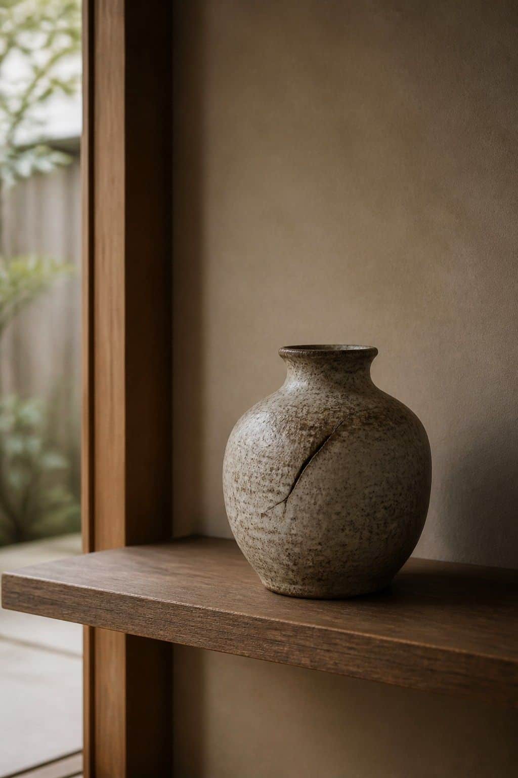 Japanese zen home decor idea with one beautiful imperfection in a calm natural interior.