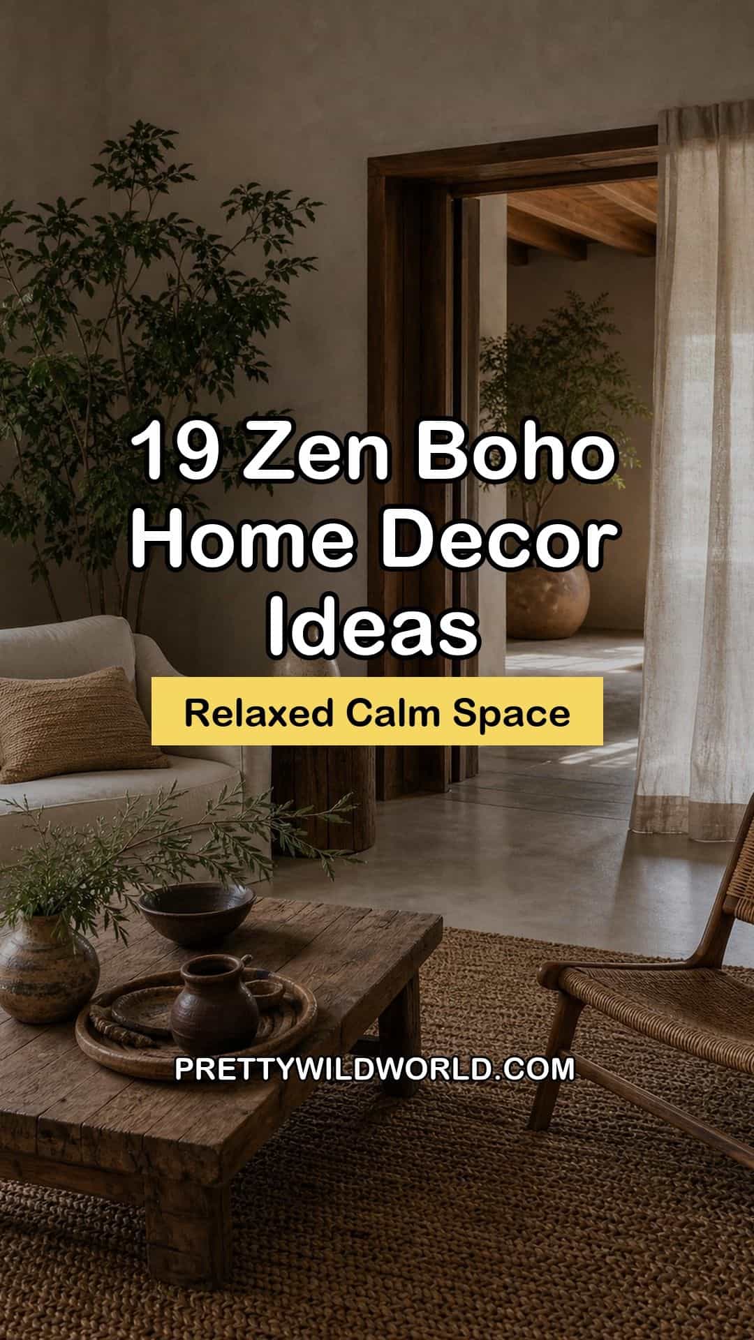 Pinterest pin for zen boho home decor ideas