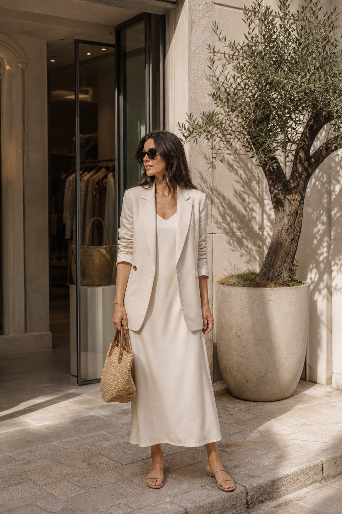 Dolce Vita outfit idea featuring crochet top with linen skirt for a chic Italian summer wardrobe.