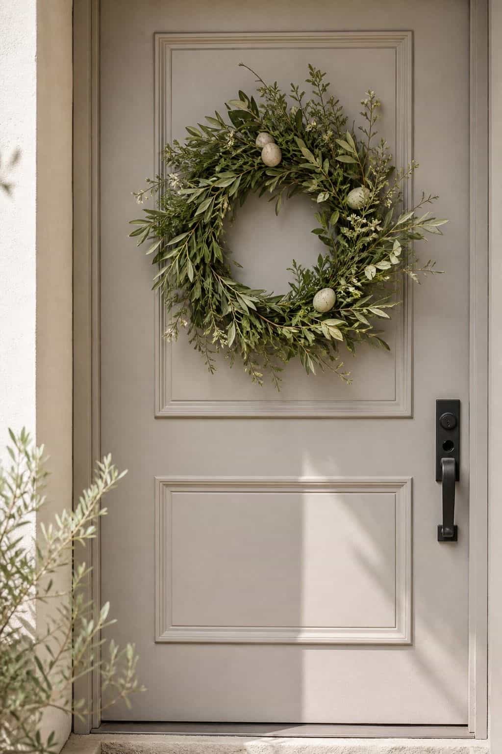 Minimal Egg Detail shown as a realistic Pretty Wild World image for 16 Easter Wreath Ideas for a Fresh Cheerful Front Door.