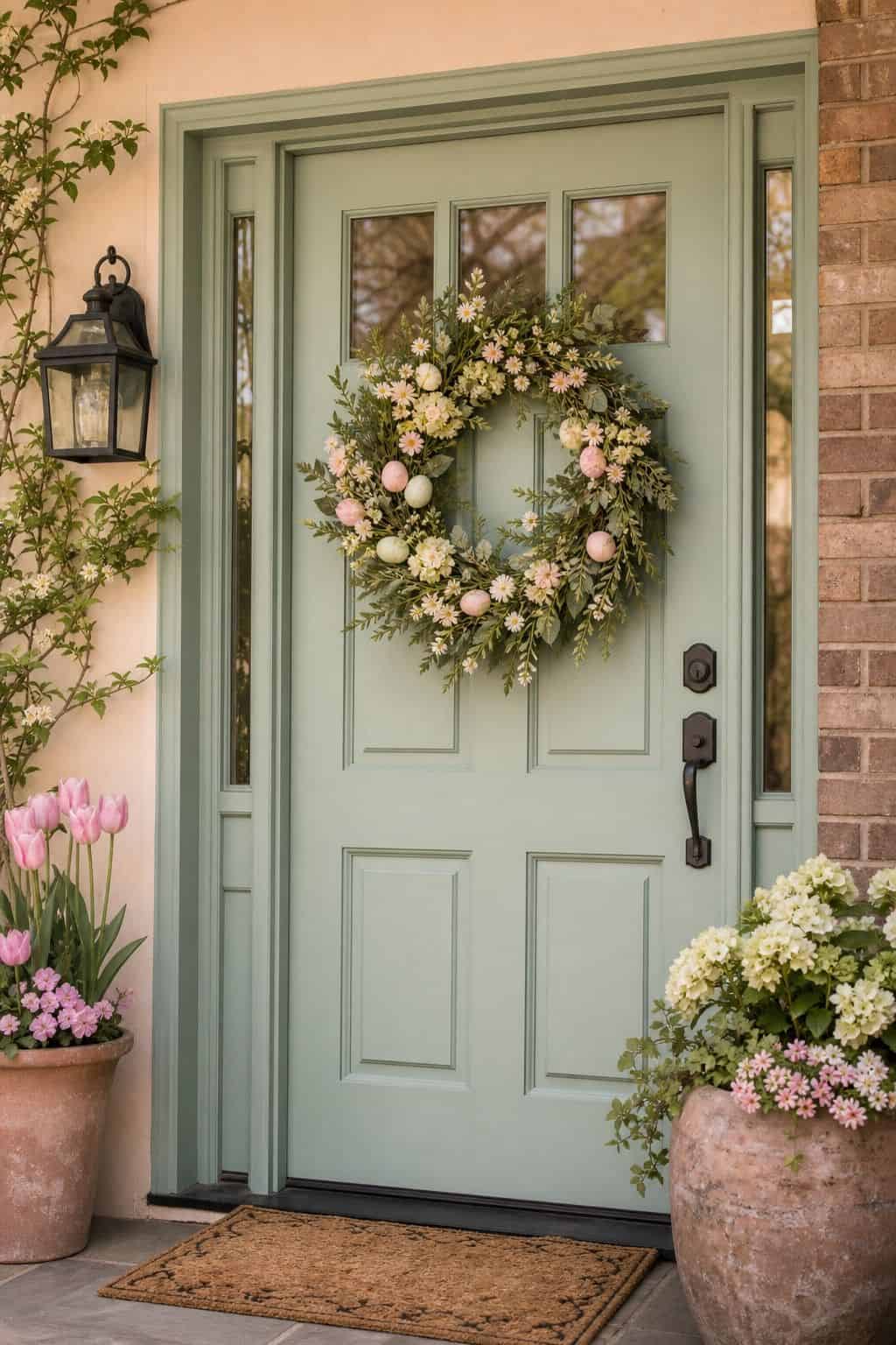 Door Color Pairing shown as a realistic Pretty Wild World image for 16 Easter Wreath Ideas for a Fresh Cheerful Front Door.