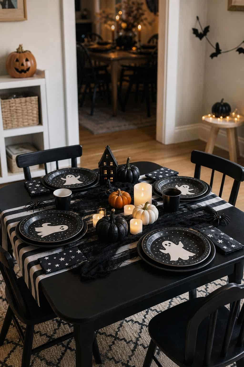 Kids Table Version shown as a realistic Pretty Wild World image for 19 Halloween Dining Table Decor Ideas for a Spooky Dinner Party.