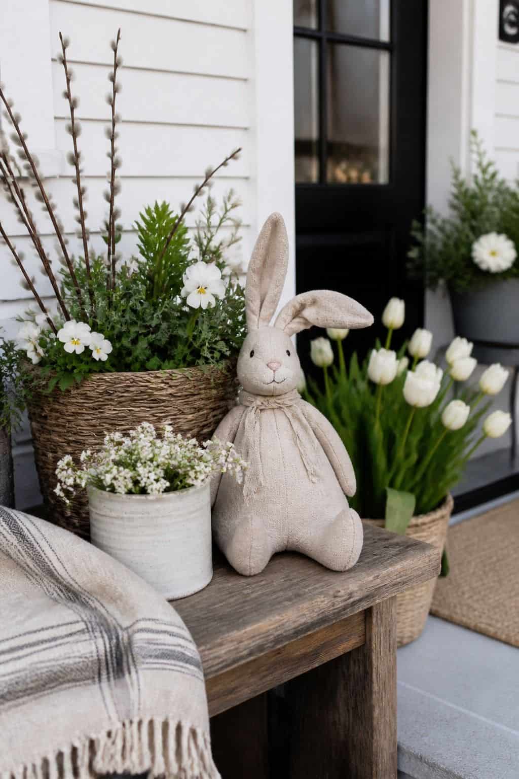 Soft Bunny Accent shown as a realistic Pretty Wild World image for 17 Easter Front Porch Decor Ideas for a Fresh Spring Welcome.