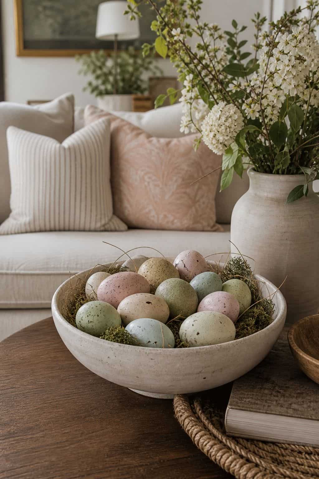 Egg Bowl Filler shown as a realistic Pretty Wild World image for 19 Easter Living Room Decor Ideas for a Fresh Festive Space.