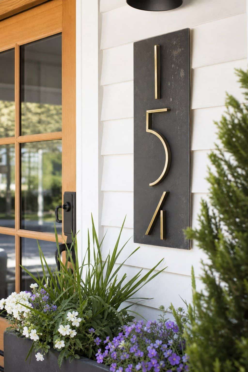 Fresh House Numbers shown as a realistic Pretty Wild World image for 18 Front Porch Spring Decor Ideas With Fresh Curb Appeal.