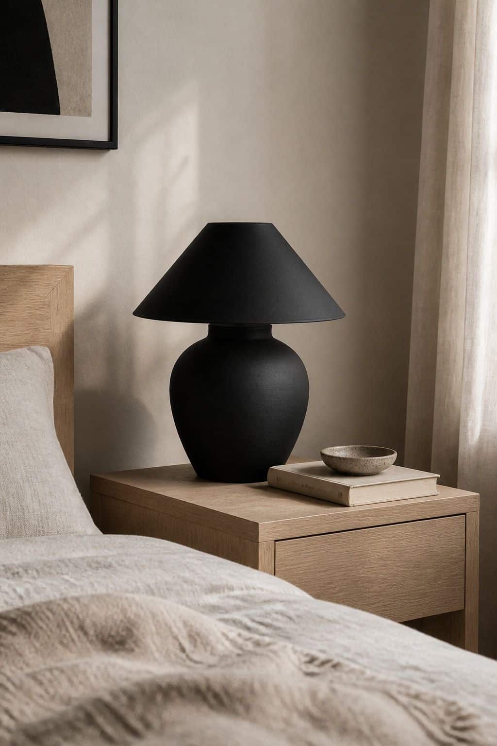 Matte Black Lamp shown as a realistic Pretty Wild World image for 18 Zen Chic Home Decor Ideas for a Calm Polished Home.