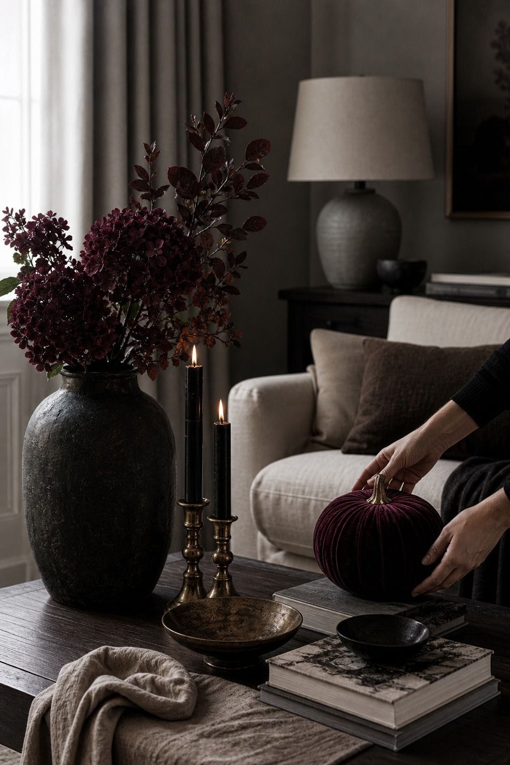 Elegant decor vignette edited down after Halloween