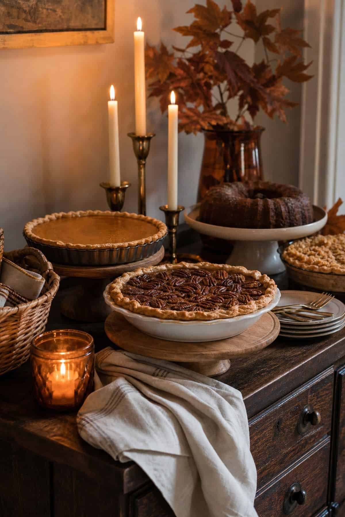 Dessert Station Glow shown as a realistic Pretty Wild World image for 20 Thanksgiving Decor Ideas for a Warm Welcoming Home.