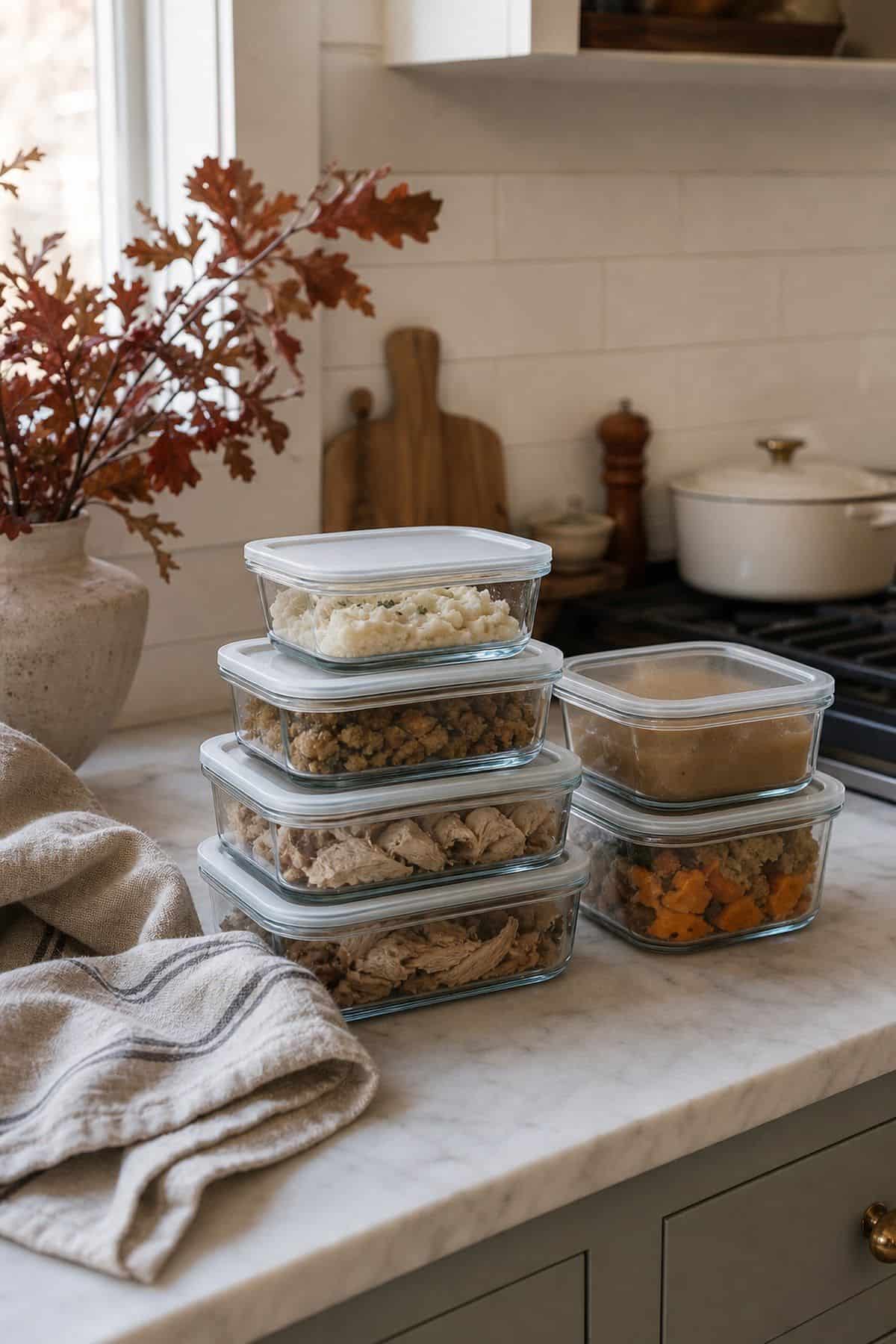 Leftover Container Spot shown as a realistic Pretty Wild World image for 20 Thanksgiving Decor Ideas for a Warm Welcoming Home.