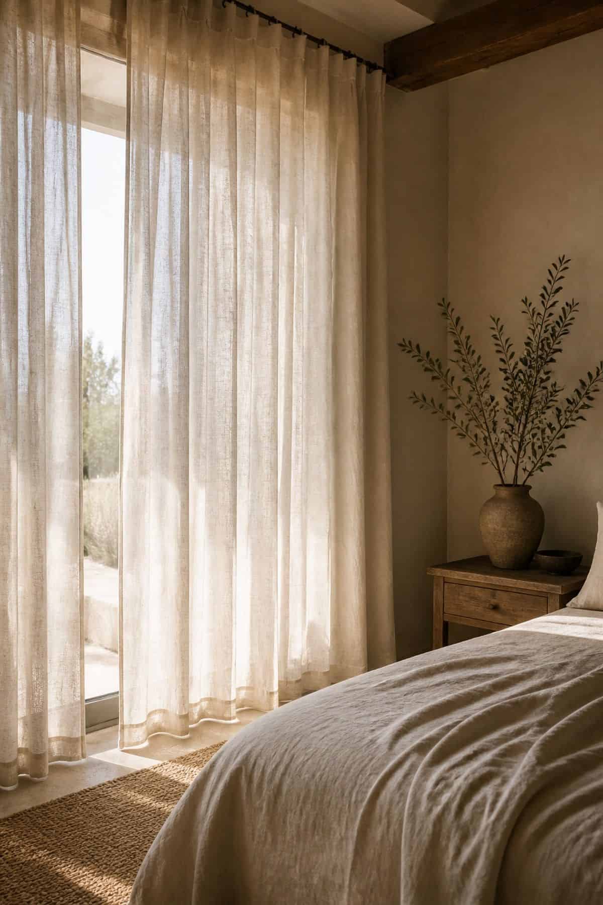 Linen Curtains zen home decor idea with calm natural textures