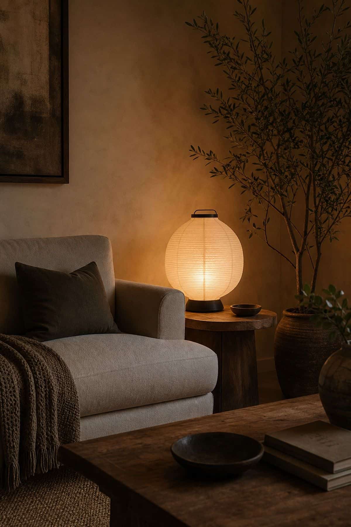 Soft Warm Lamps zen home decor idea with calm natural textures
