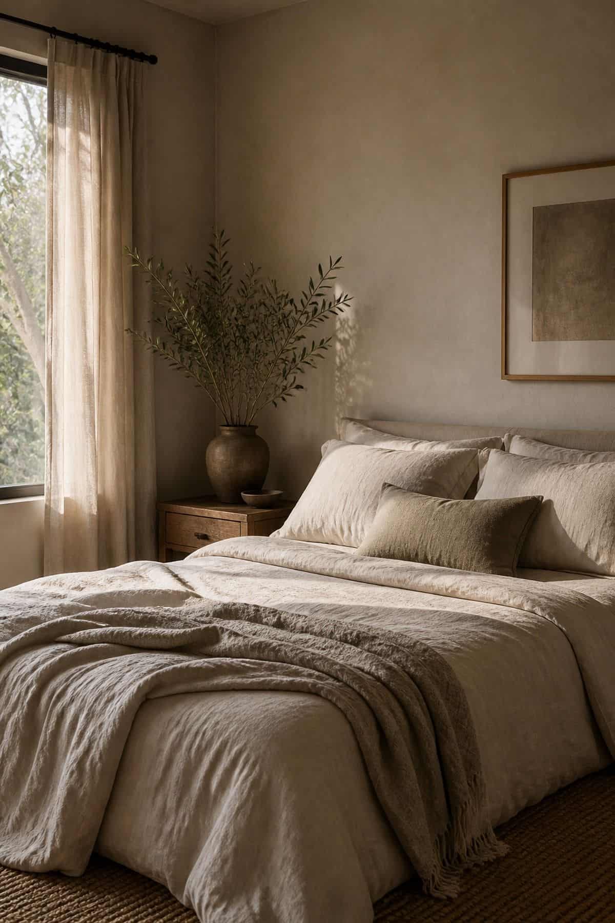 Simple Bedding zen home decor idea with calm natural textures