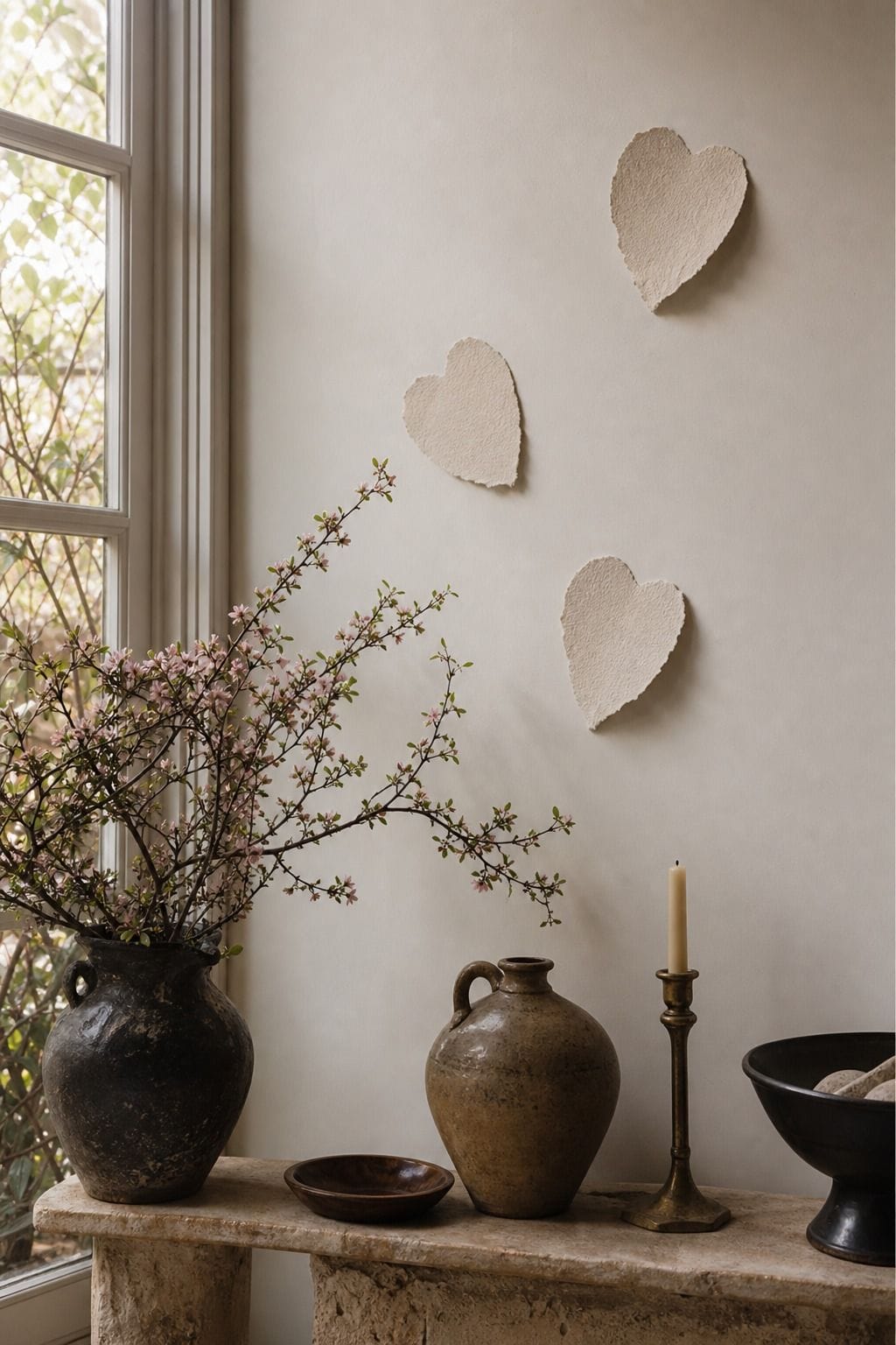 Paper Hearts Used Sparingly Valentine’s Day decorating idea in a romantic home