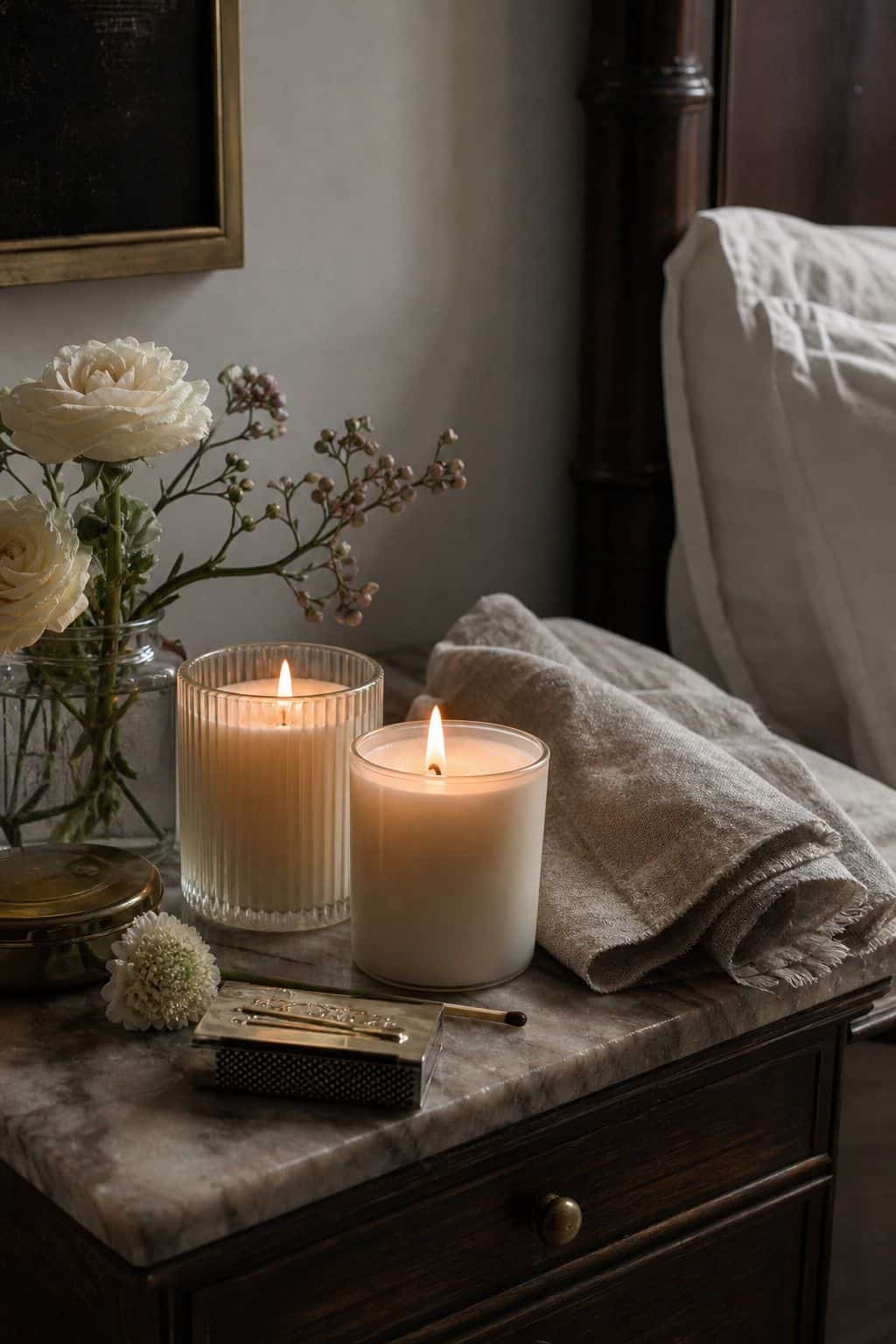Scented Candle Pairing Valentine’s Day decorating idea in a romantic home