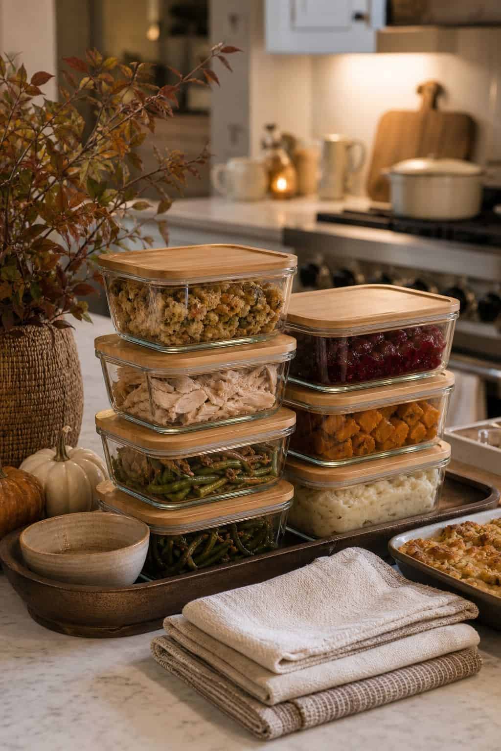 Leftover Container Landing shown as a realistic Pretty Wild World image for 20 Fall Thanksgiving Decor Ideas for a Welcoming Home.