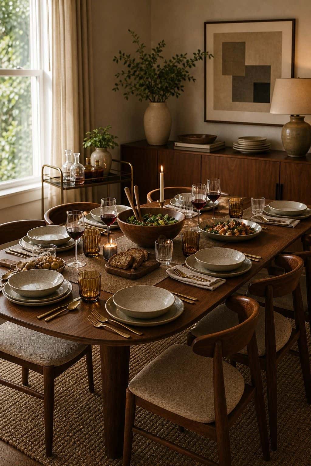 Dining Room That Feels Social shown as a realistic Pretty Wild World image for 18 Mid-Century Modern Dining Room Ideas for Warm Stylish Hosting.