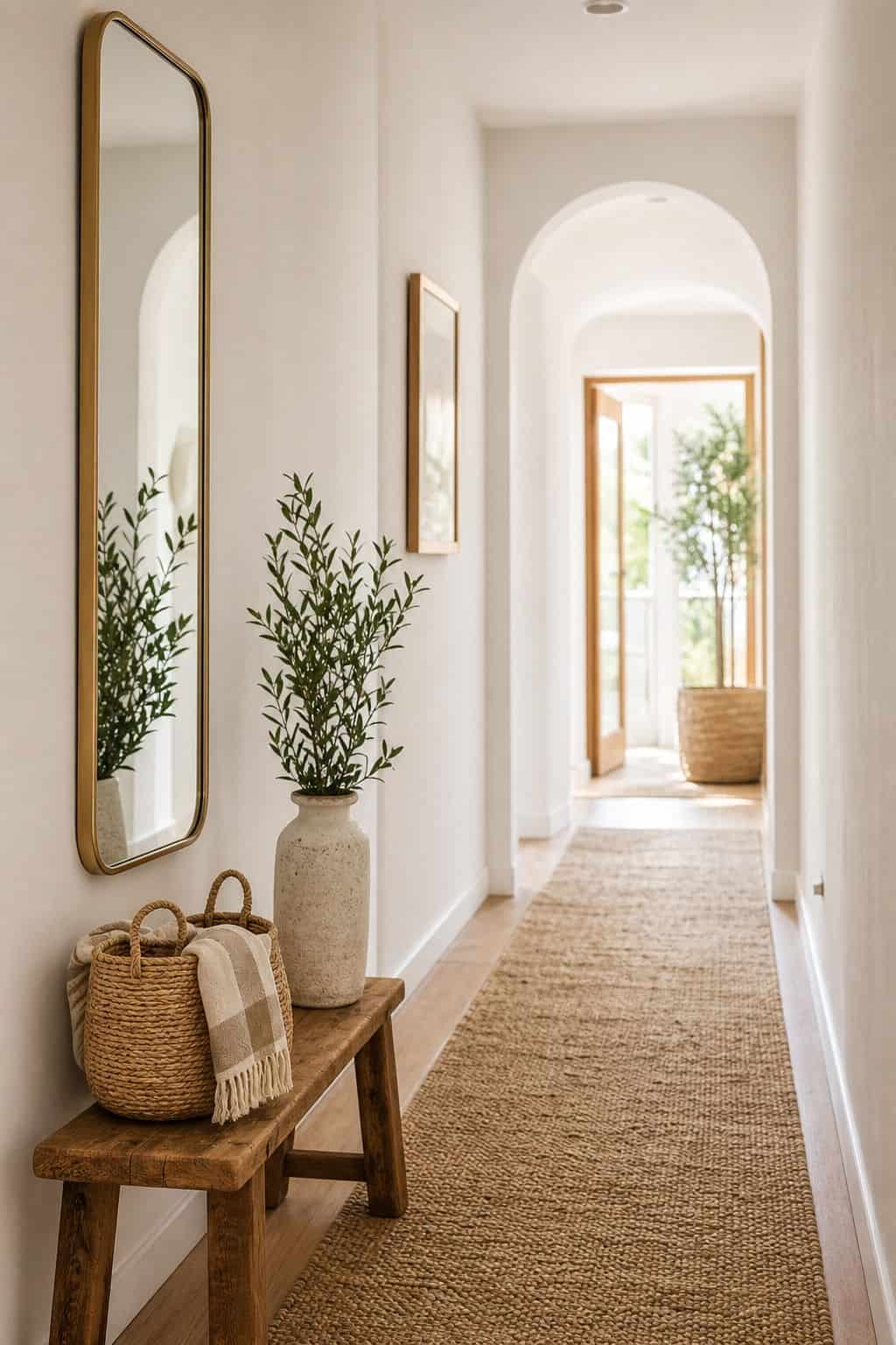 Slim Wall Mirror shown as a realistic Pretty Wild World image for 15 Summer Hallway Decor Ideas for a Light Airy Passage.