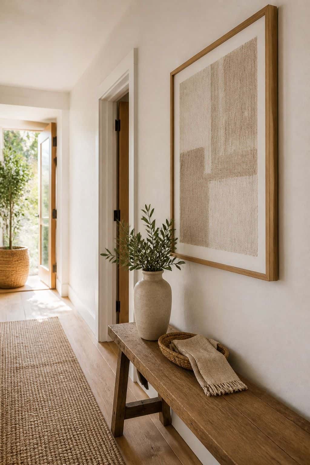 Linen Art Print shown as a realistic Pretty Wild World image for 15 Summer Hallway Decor Ideas for a Light Airy Passage.