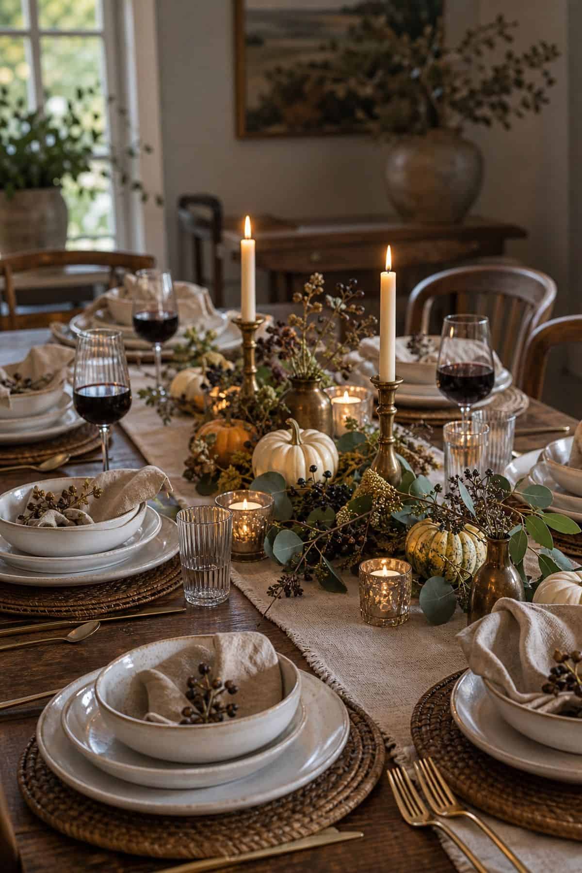 Candle Height Check shown as a realistic Pretty Wild World image for 18 Thanksgiving Table Decor Ideas for a Beautiful Easy Feast.