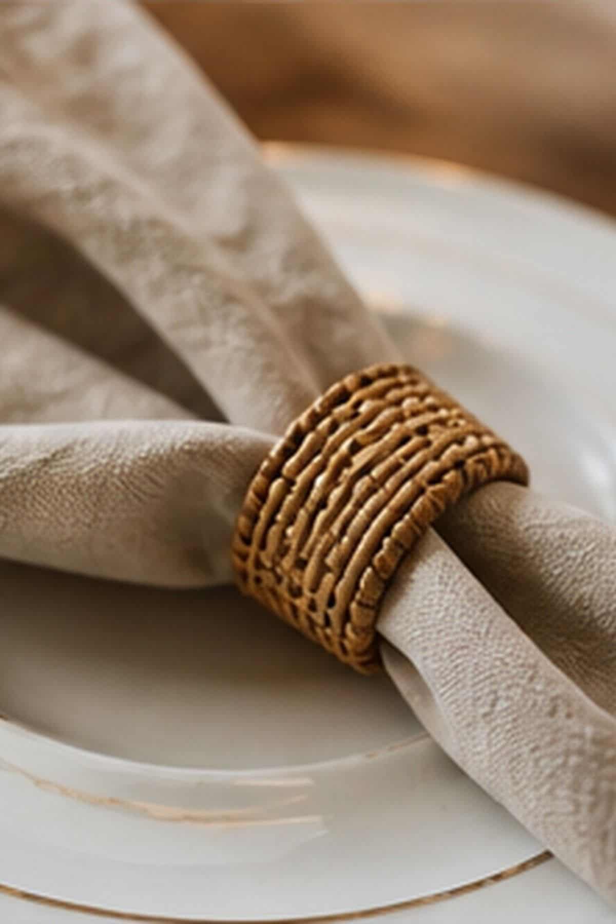 Napkin Ring Detail shown as a realistic Pretty Wild World image for 18 Thanksgiving Table Setting Ideas That Feel Warm and Effortless.