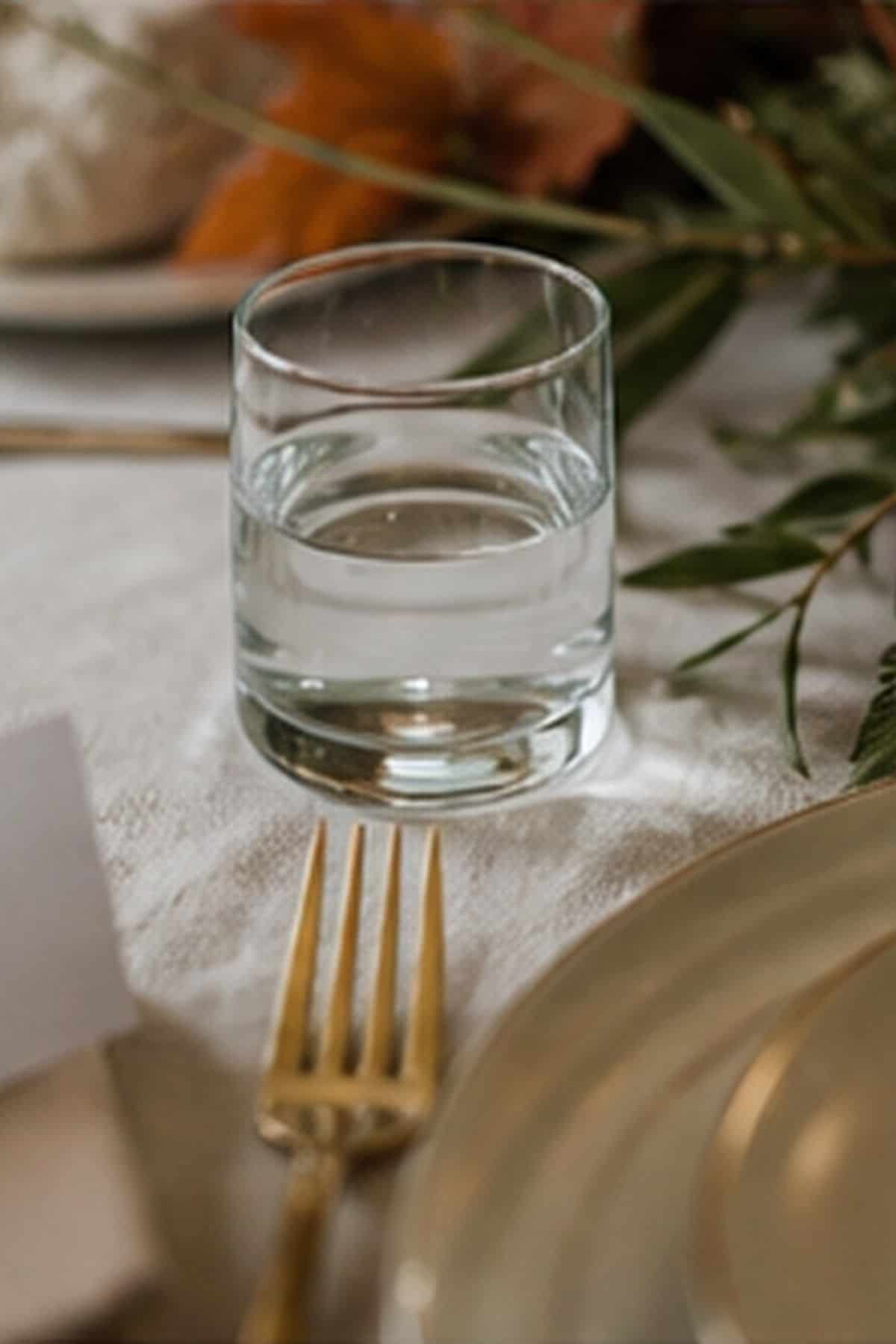 Water Glass Placement shown as a realistic Pretty Wild World image for 18 Thanksgiving Table Setting Ideas That Feel Warm and Effortless.
