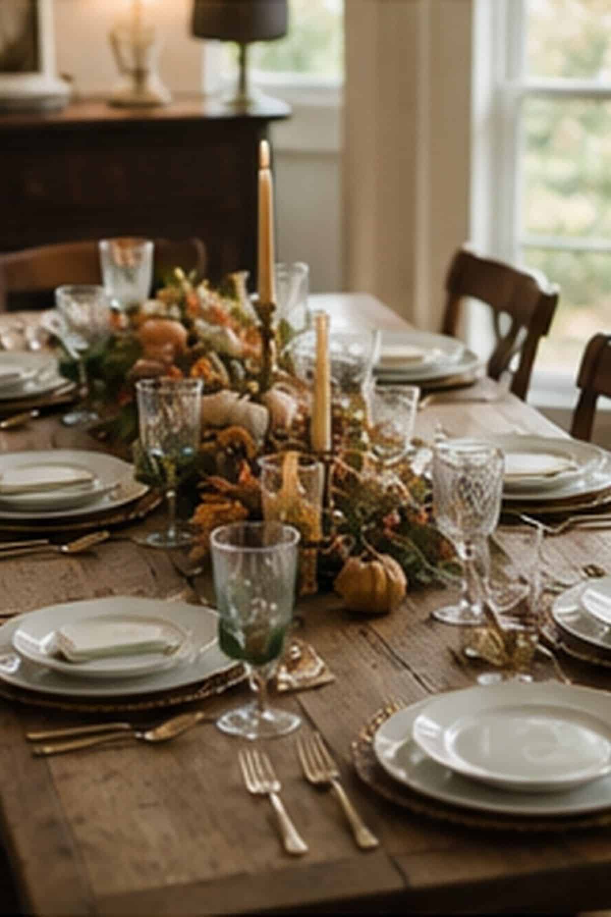 Casual Family Setting shown as a realistic Pretty Wild World image for 18 Thanksgiving Table Setting Ideas That Feel Warm and Effortless.
