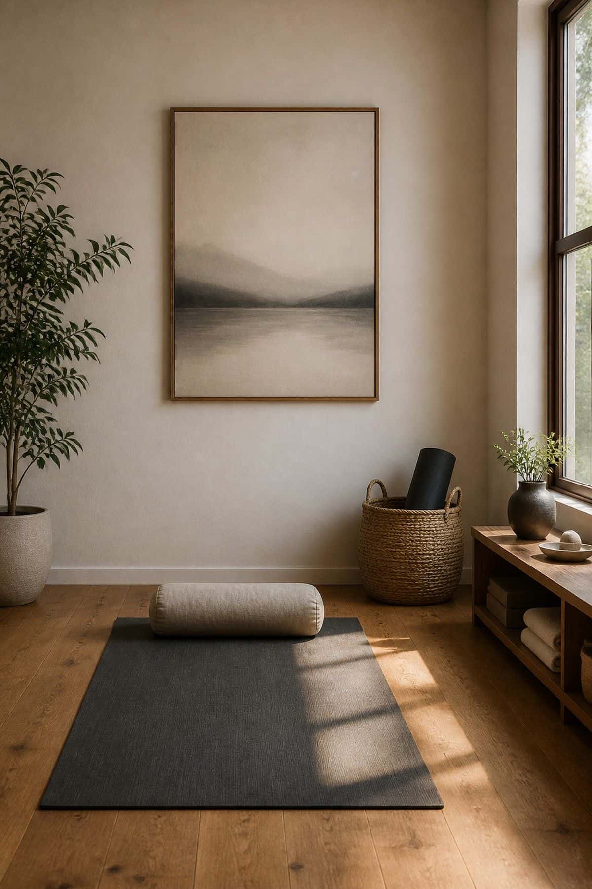 One Calm Artwork shown as a realistic Pretty Wild World image for 16 Zen Yoga Room Home Decor Ideas for a Quiet Practice Space.