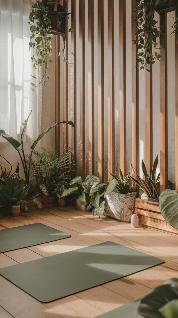 Explore 10 calming and peaceful home gym decor ideas that help create a soothing space for your workout routine.