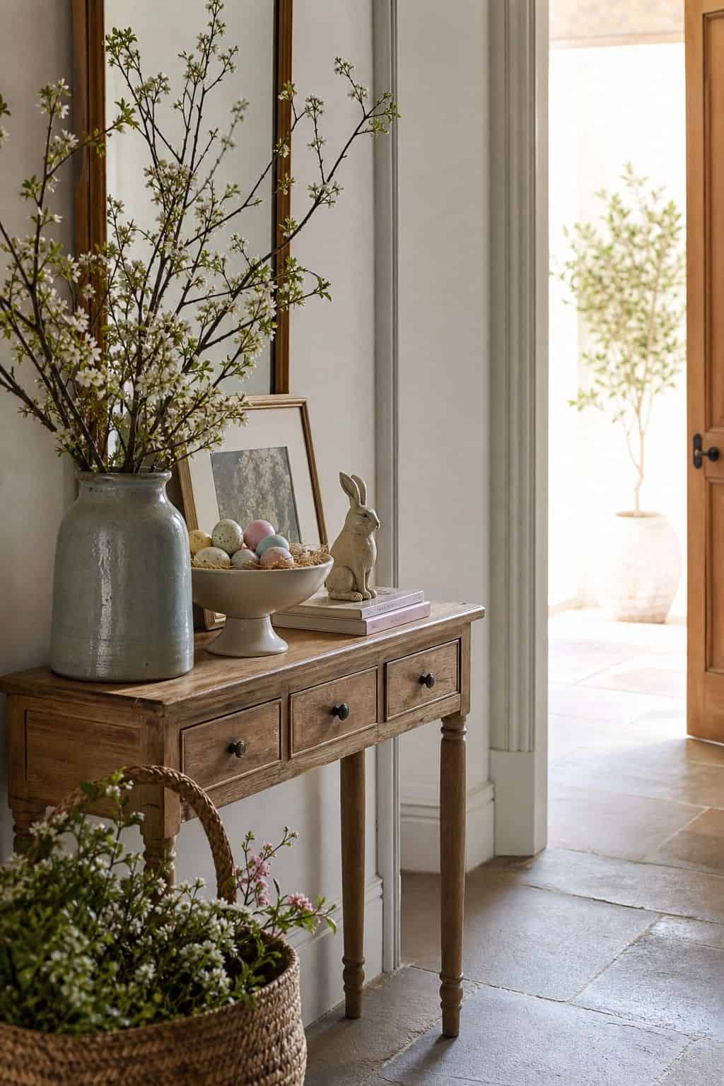 Pastel Entry Moment shown as a realistic Pretty Wild World image for 20 Easter Decorating Ideas for a Fresh Cheerful Home.