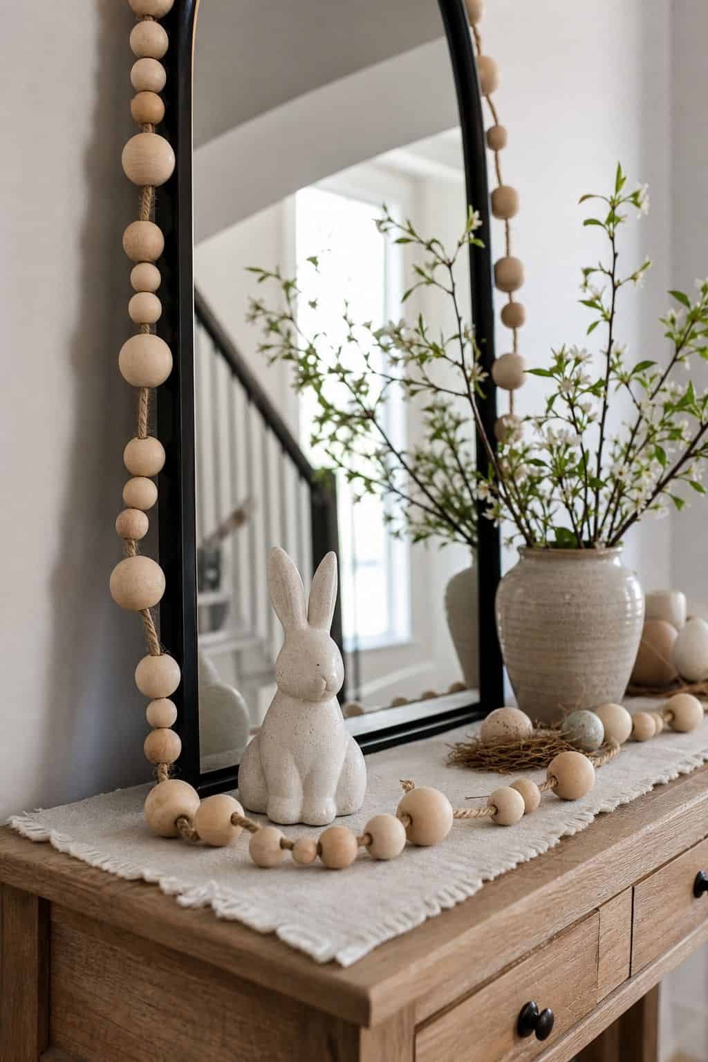 Wood Bead Garland shown as a realistic Pretty Wild World image for 15 Easter Garland Ideas for a Fresh Festive Home.
