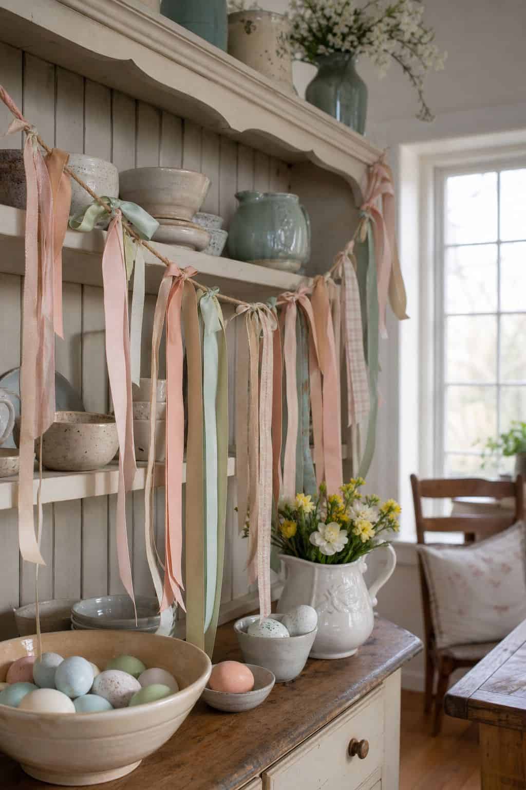 Ribbon Garland shown as a realistic Pretty Wild World image for 15 Easter Garland Ideas for a Fresh Festive Home.