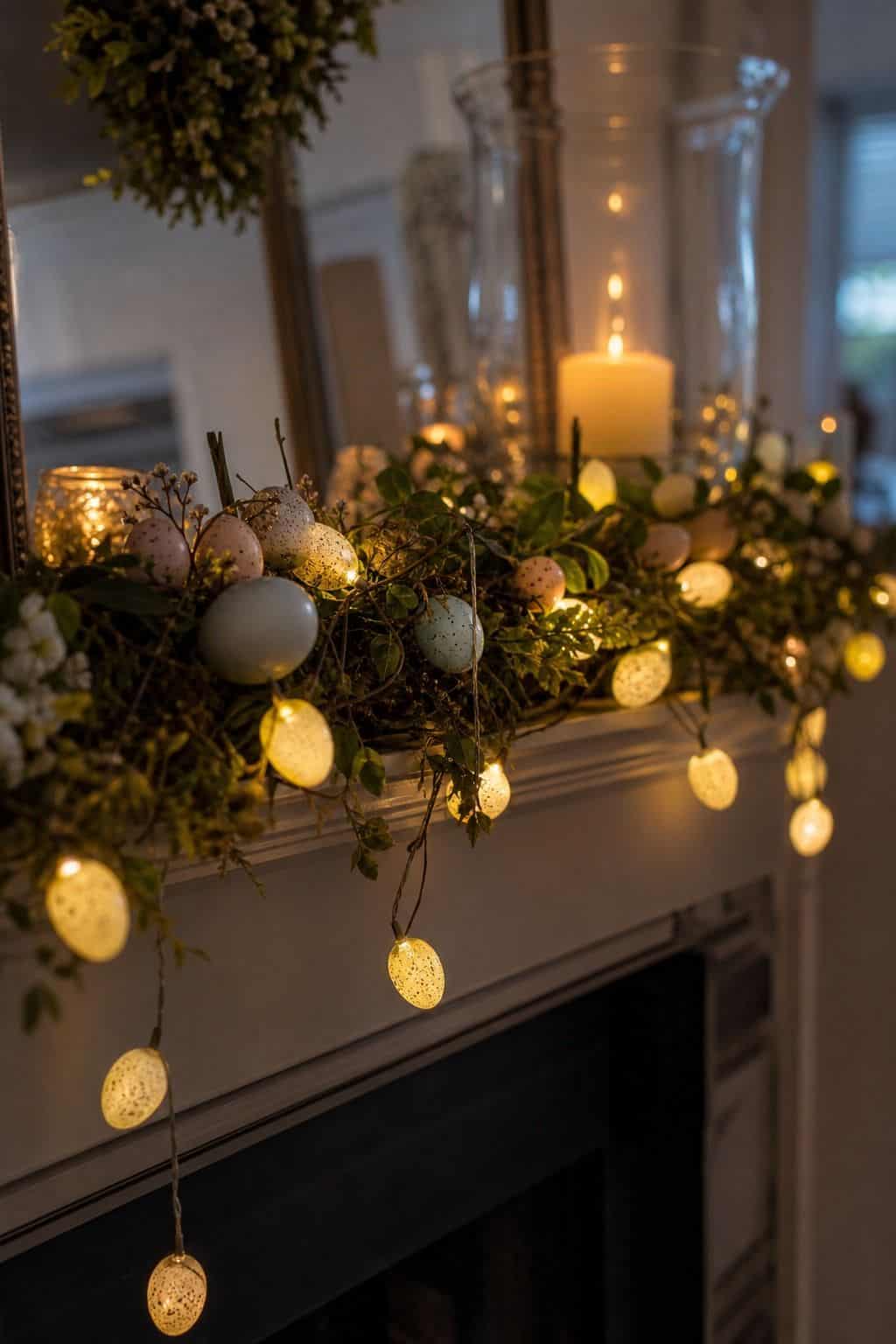 Mini Egg String Lights shown as a realistic Pretty Wild World image for 15 Easter Garland Ideas for a Fresh Festive Home.