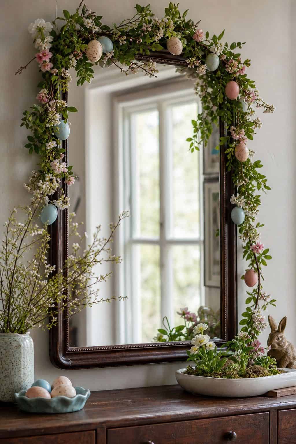 Mirror Garland shown as a realistic Pretty Wild World image for 15 Easter Garland Ideas for a Fresh Festive Home.
