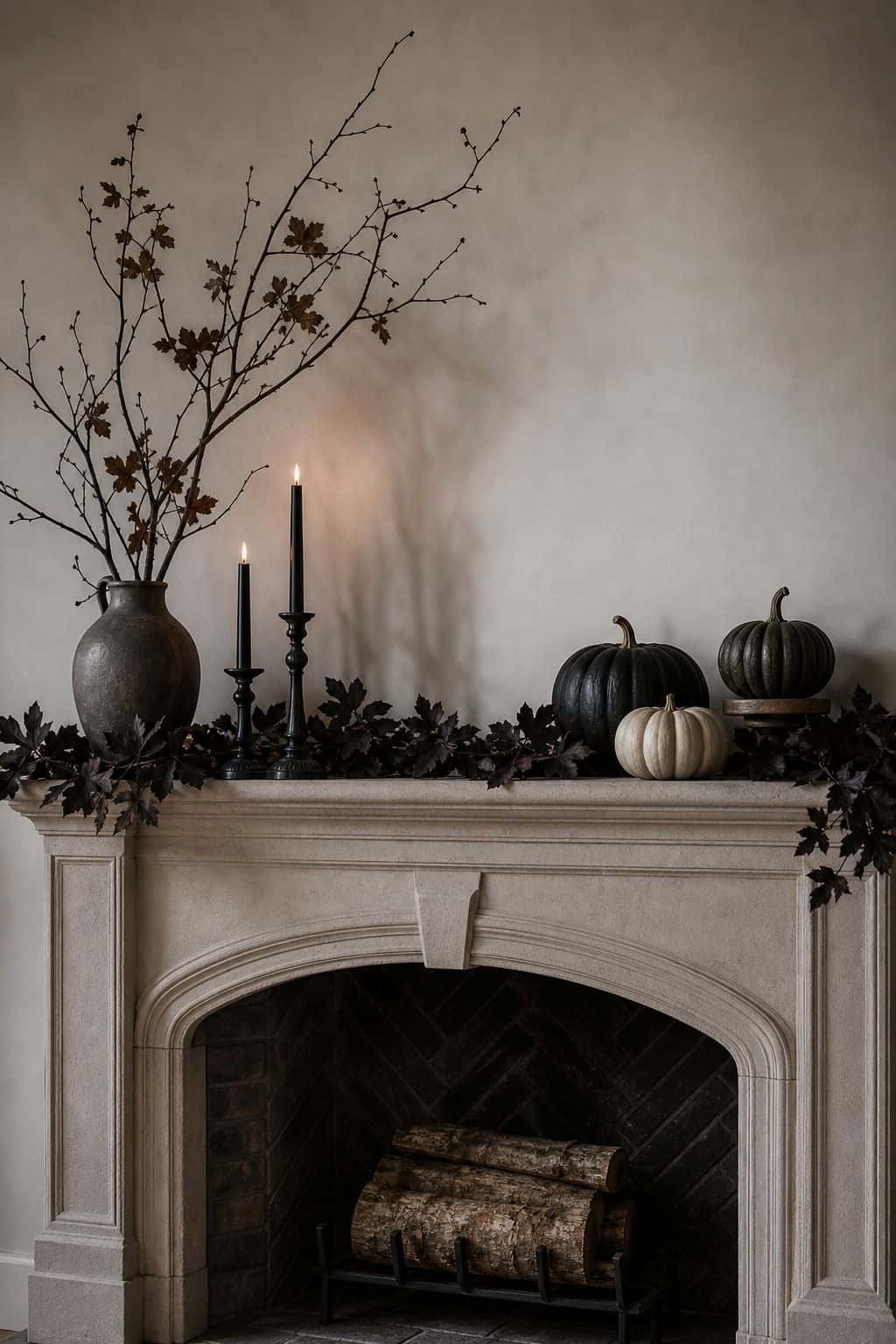 October Mantel Reset shown as a realistic Pretty Wild World image for 17 Halloween Mantle Decor Ideas for a Moody Fireplace.