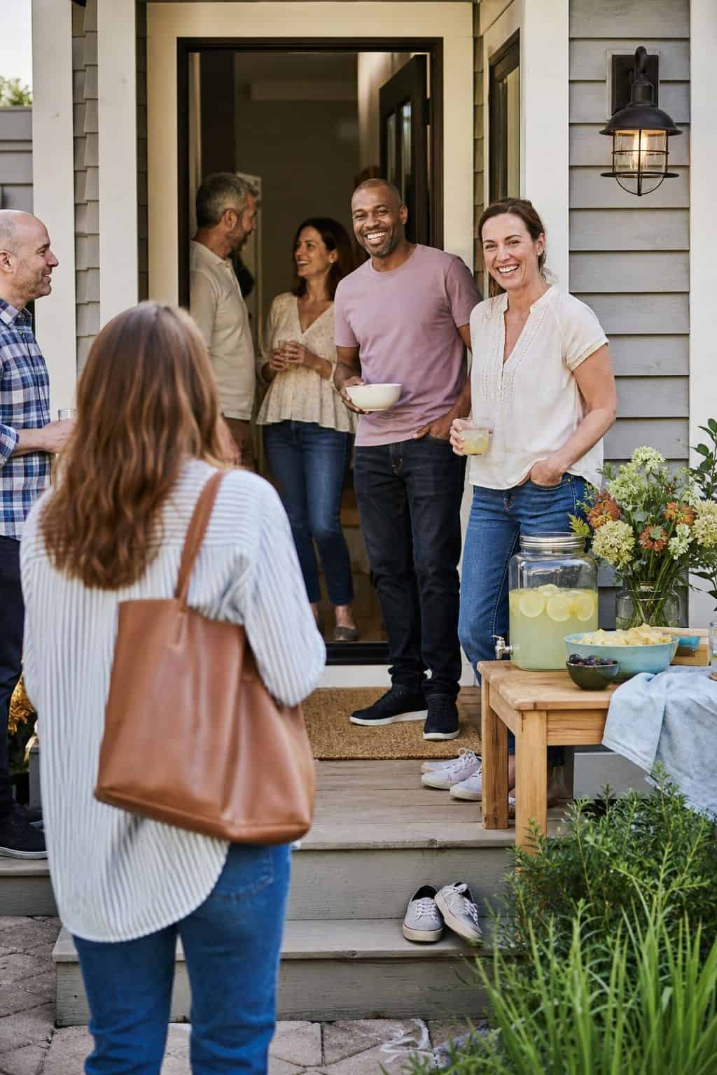 Neighborhood Welcome Party shown as a realistic Pretty Wild World image for 18 Housewarming Party Themes That Make a New Home Feel Loved.