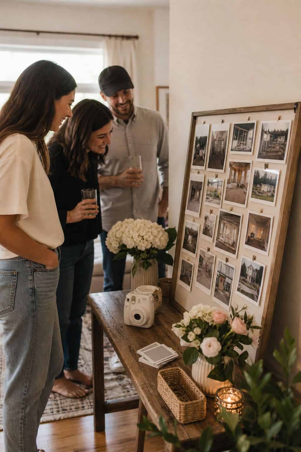 Before-and-After Photo Corner shown as a realistic Pretty Wild World image for 18 Housewarming Party Themes That Make a New Home Feel Loved.