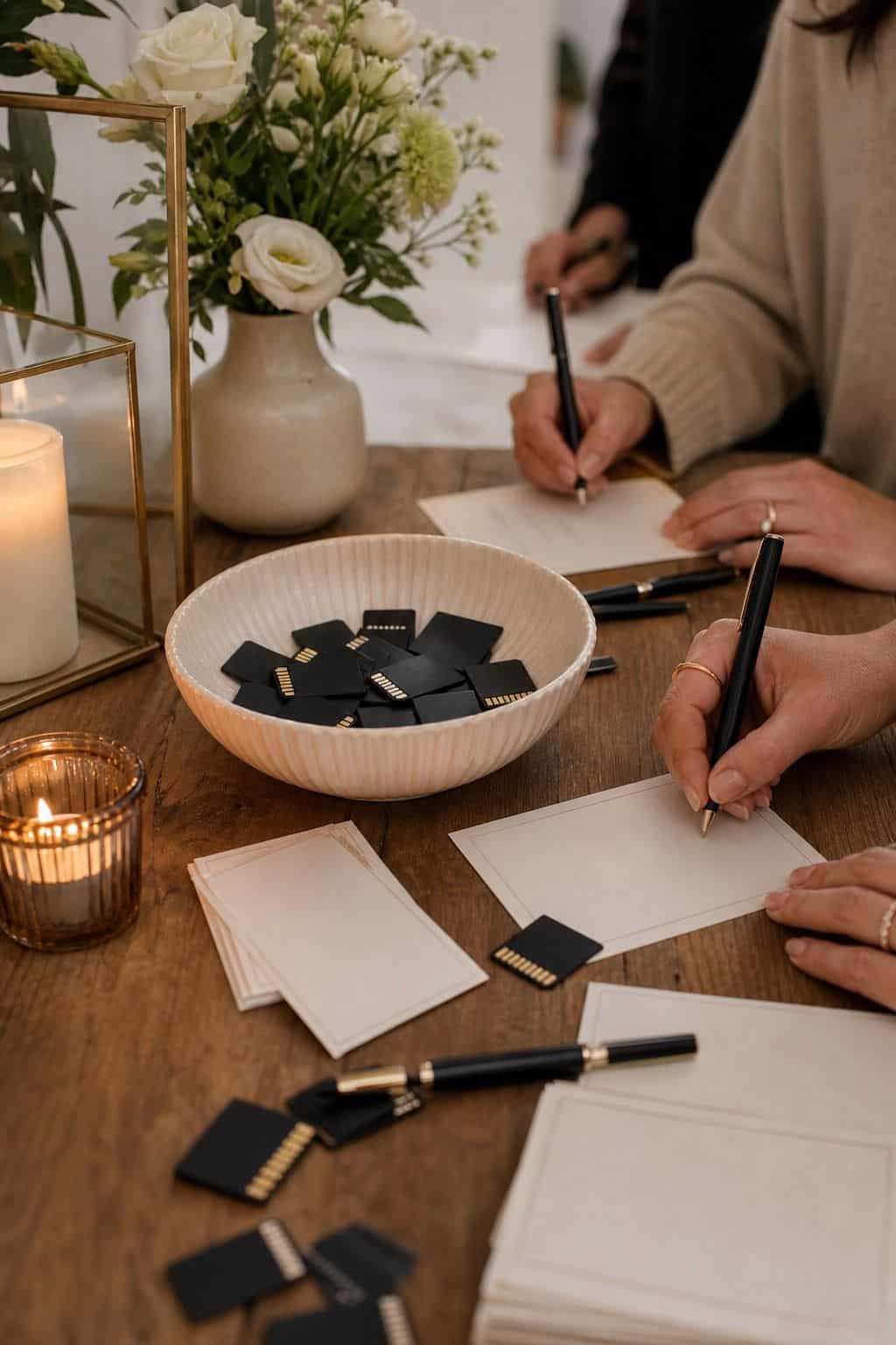Memory Card Guest Book shown as a realistic Pretty Wild World image for 18 Housewarming Party Themes That Make a New Home Feel Loved.