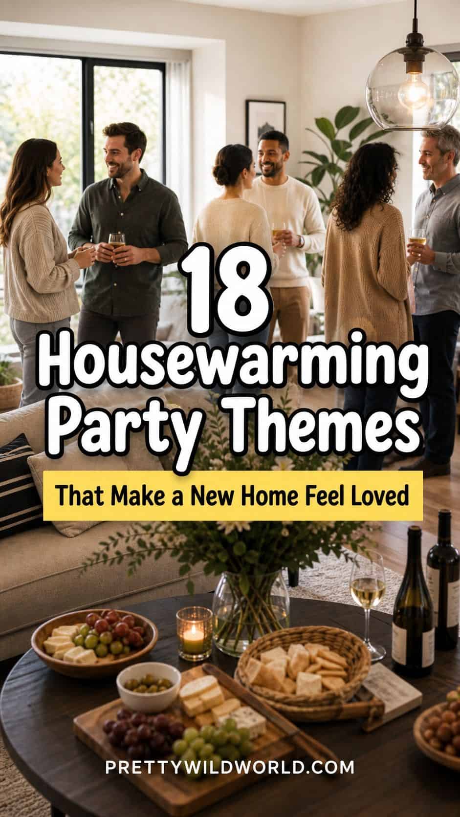Pinterest pin for 18 Housewarming Party Themes That Make a New Home Feel Loved from Pretty Wild World.