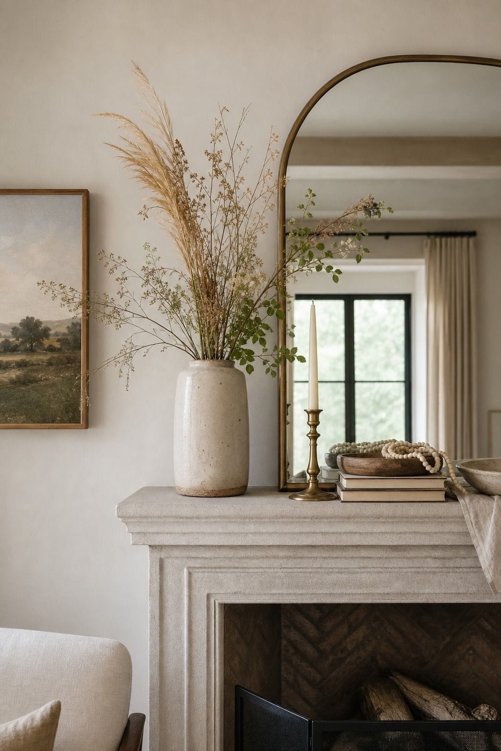 Late-Summer Swap shown as a realistic Pretty Wild World image for 16 Summer Mantel Decorating Ideas for a Light Collected Fireplace.