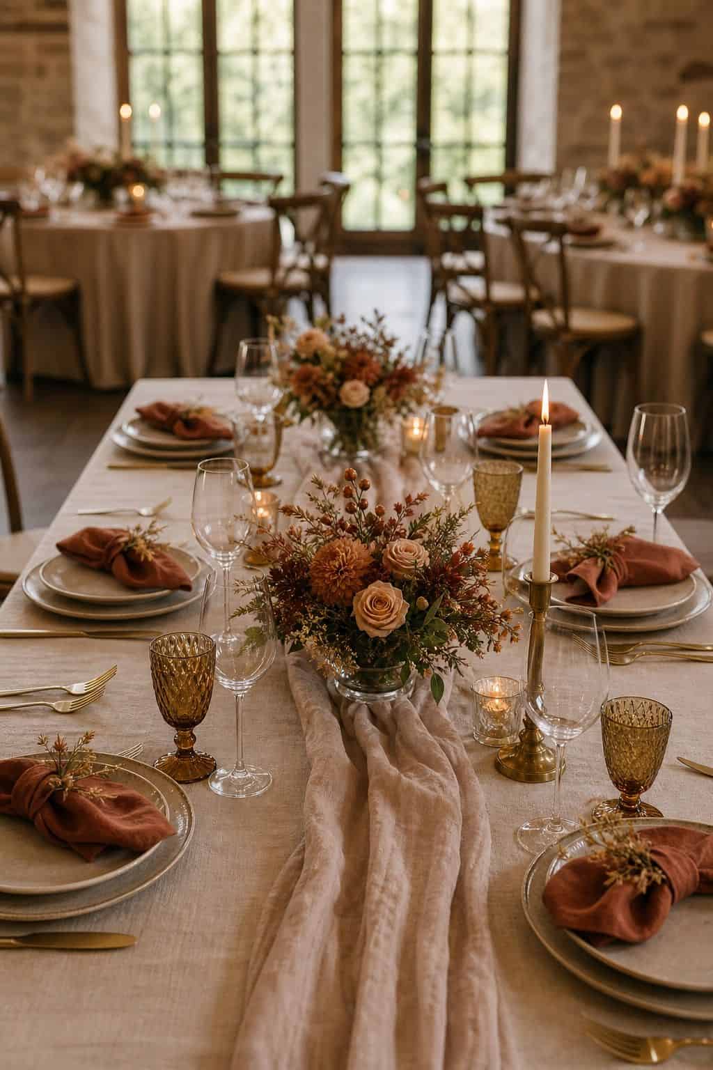 Guest Sightline Rule shown as a realistic Pretty Wild World image for 20 Fall Wedding Table Decor Ideas for a Romantic Reception.