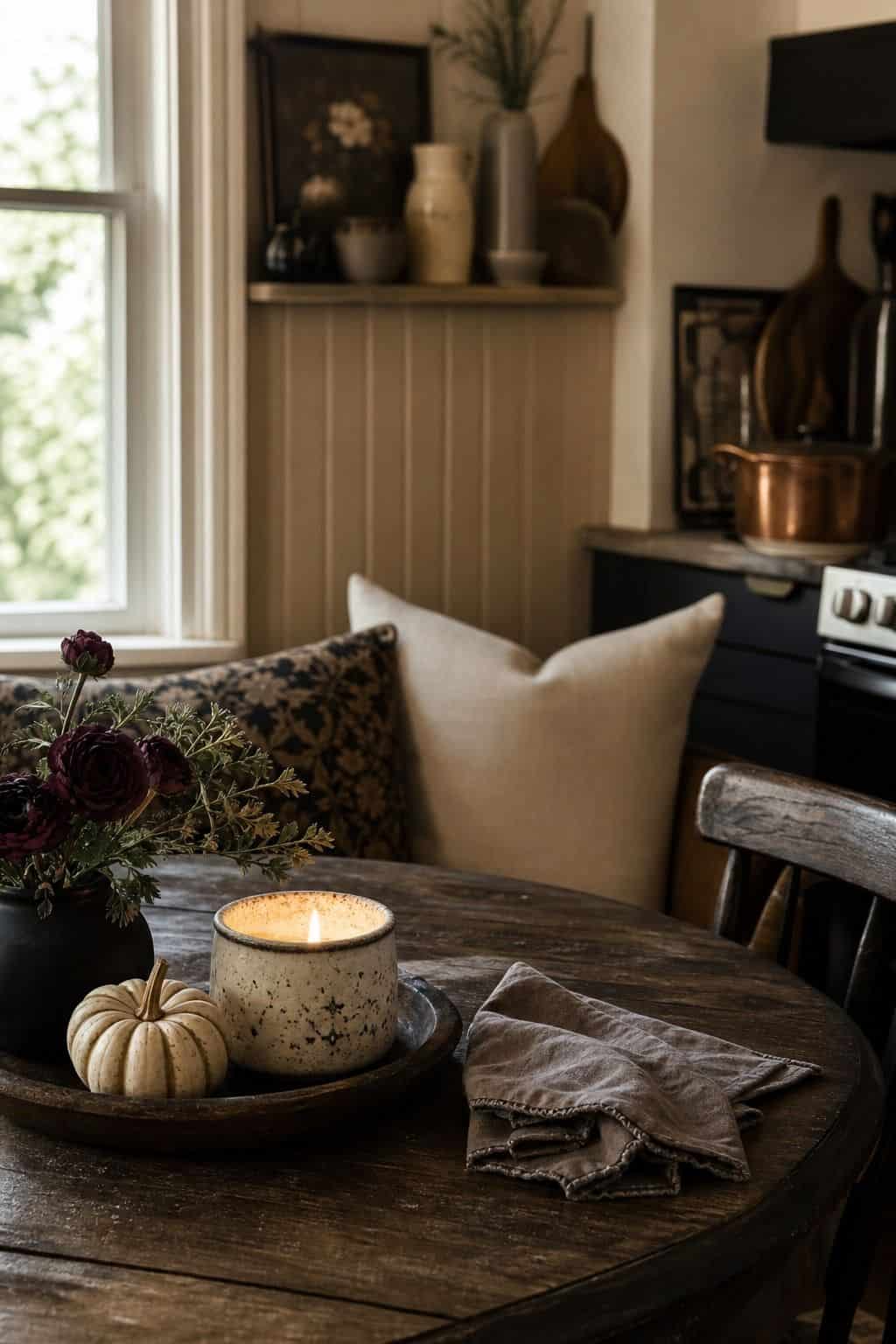 Breakfast Nook Candle shown as a realistic Pretty Wild World image for 16 Halloween Kitchen Decor Ideas for a Festive Functional Space.