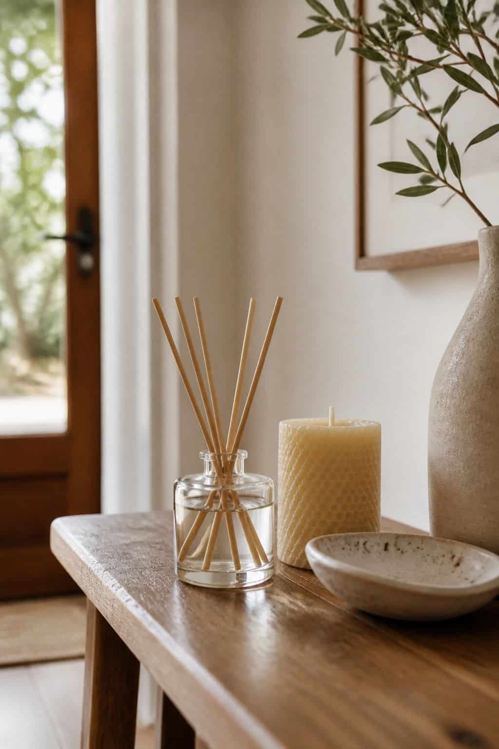 Scent Near the Entry shown as a realistic Pretty Wild World image for 16 Zen Home Entrance Decor Ideas for a Calm First Impression.