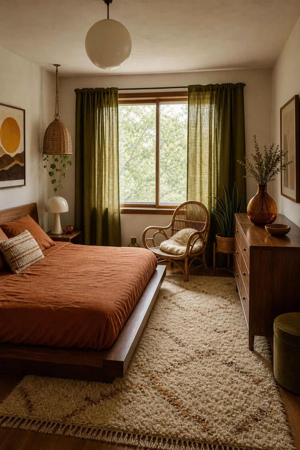 Quiet Retro Balance shown as a realistic Pretty Wild World image for 15 70s Bedroom Decor Ideas for a Cozy Retro Retreat.