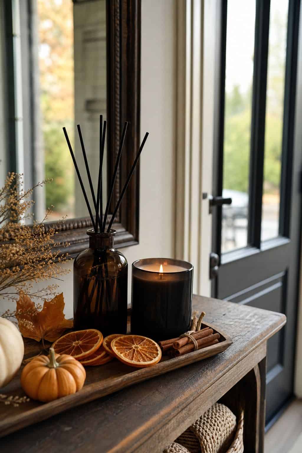 October Scent by the Door shown as a realistic Pretty Wild World image for 17 Halloween Entryway Decor Ideas for a Stylish Spooky Welcome.