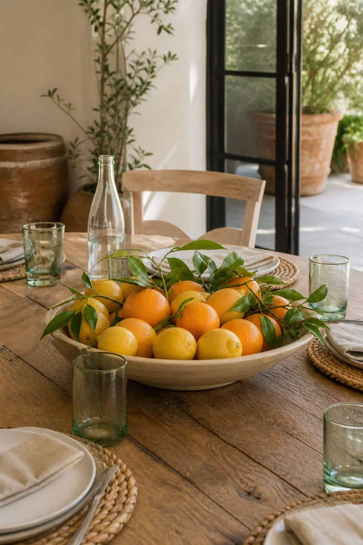 Bowl of Citrus shown as a realistic Pretty Wild World image for 17 Summer Centerpiece Ideas for Fresh Relaxed Tables.