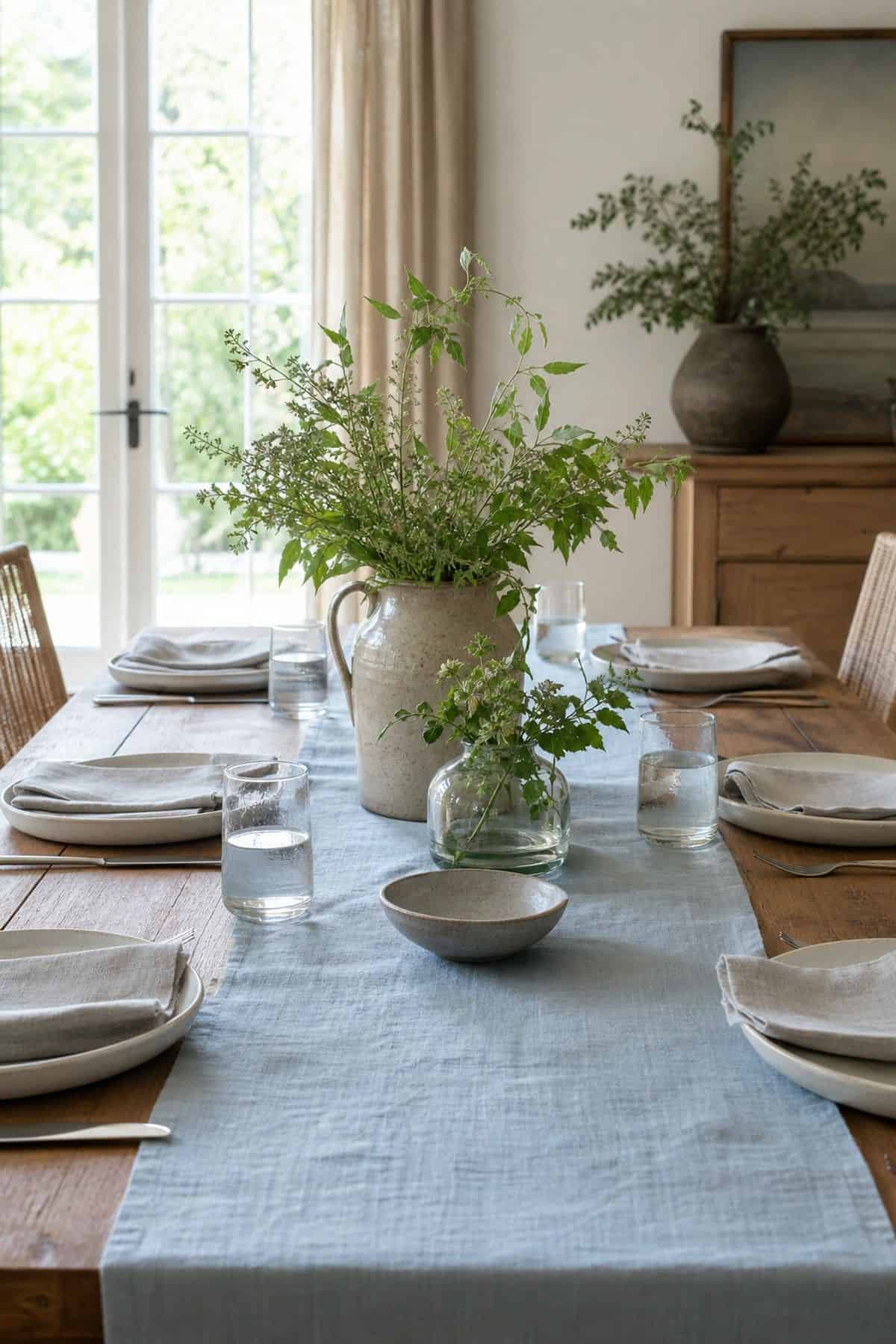Dining Room Runner shown as a realistic Pretty Wild World image for 20 Summer Home Decor Ideas for a Light Breezy Refresh.